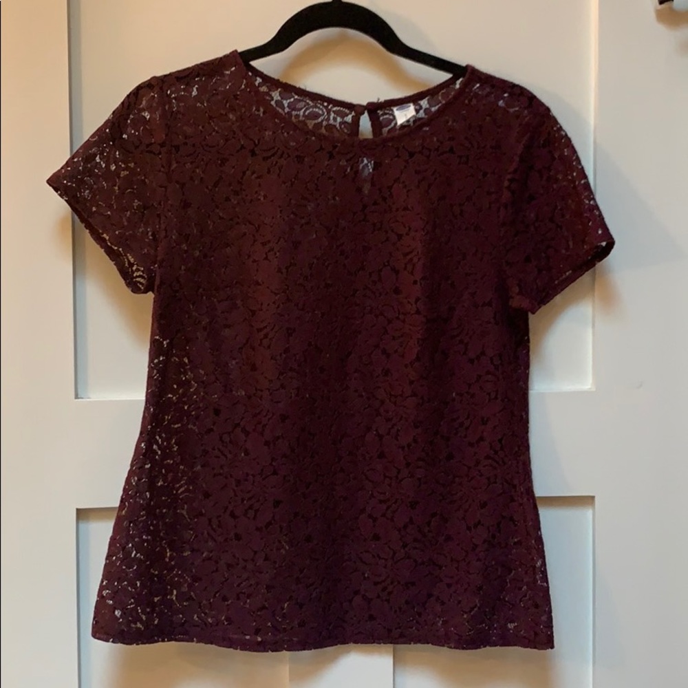Old Navy Maroon Eyelet Top